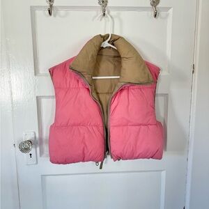 Pink Reversible Cropped Puffer Vest